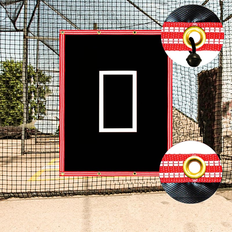 Kapler Baseball Batting Cage Backstop - 6x8FT Heavy Duty PVC Vinyl Backdrop with Strike Zone & Net Saver - Backyard Hitting Pitching Training Aid - Image 2